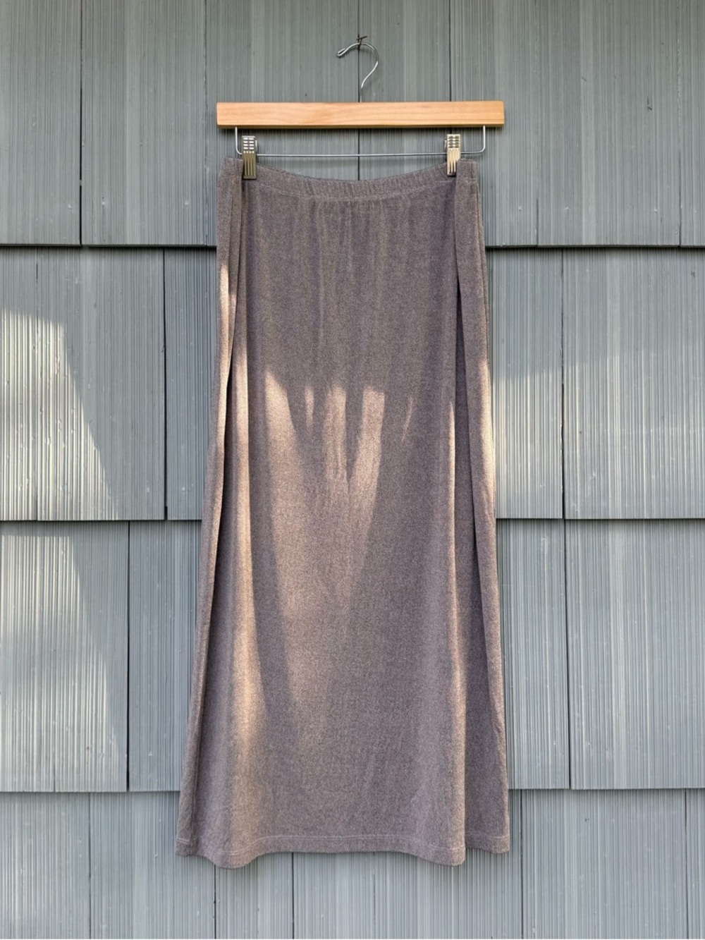 vintage slinky gray maxi skirt, Chico's size 2, women's size large / 12, stretch